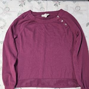 Purple Button-Detail Sweater